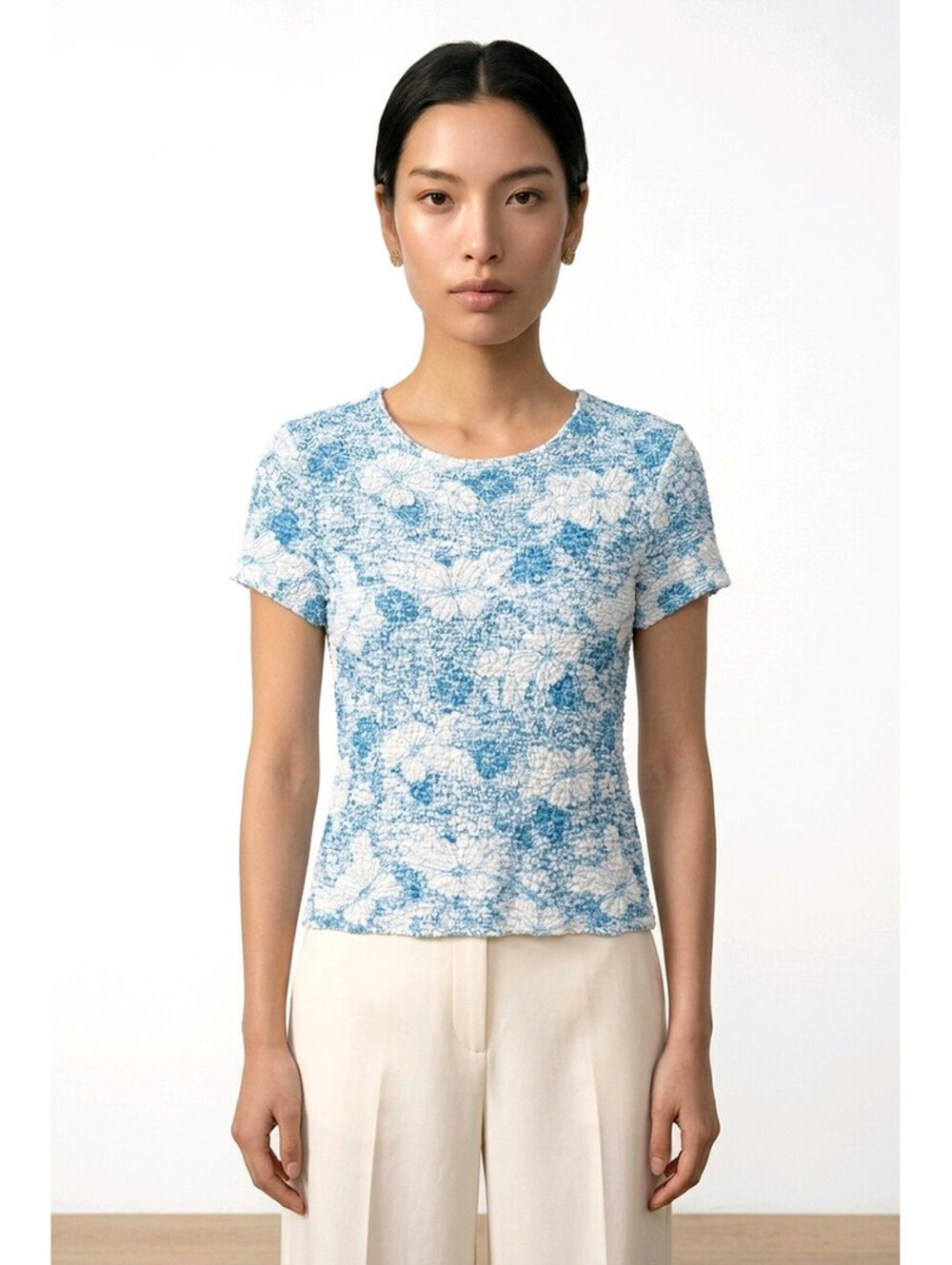 Croft & Barrow Stretch Floral Crinkle Top sz X-Large